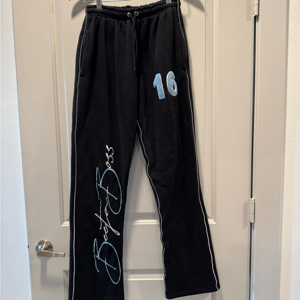 Black Graphic Fleece Sweatpants